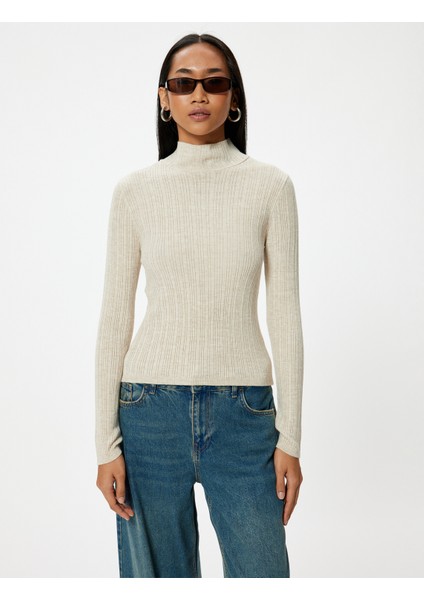 Basic Triko Boğazlı Kazak Uzun Kollu Dokulu modelleri