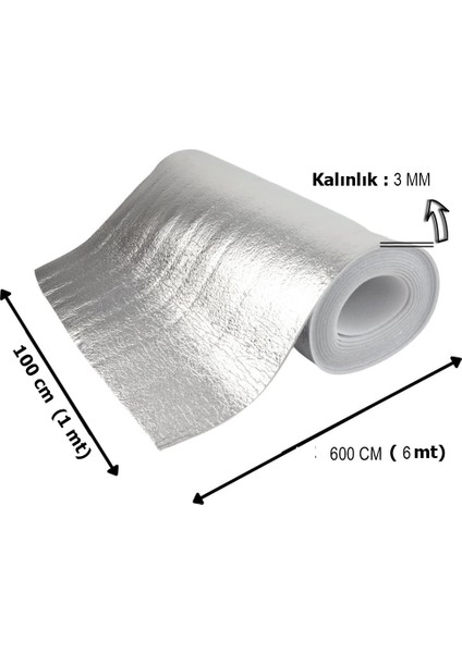 6 mt Kalorifer Radyatör Arkalığı Isı Yalıtımı İzalasyon Levhası Petek Arkası Alüminyum Folyo 6 Mt x 1 Mt