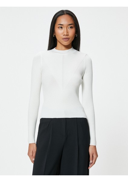 Basic Triko Kazak Hafif Dik Yaka Fitilli modelleri