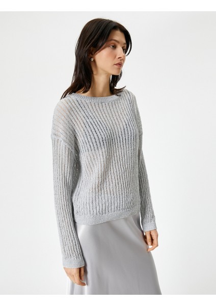 Ajurlu Kazak Bisiklet Yaka Metalik Simli modelleri