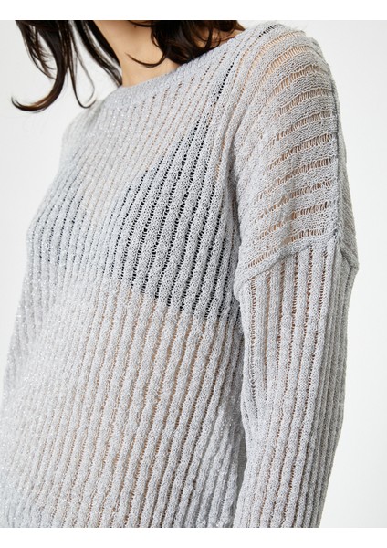 Ajurlu Kazak Bisiklet Yaka Metalik Simli indirimleri