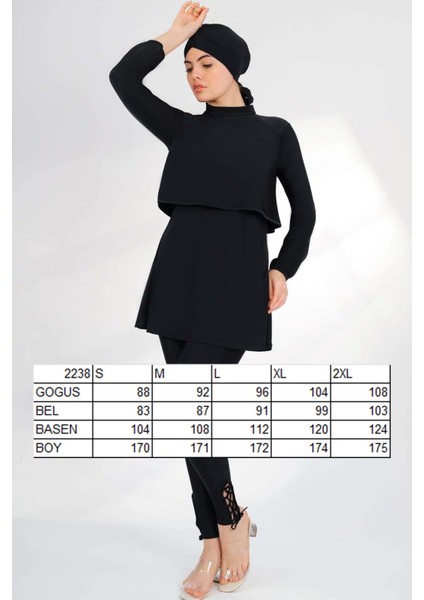 Likralı Tam Kapalı Tesettür Mayo 2238 Sena Siyah indirimleri