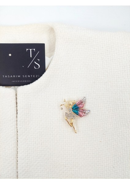 Broş Metal Rozet Melek Kız Taşlı Kanatlı Peri Yaka Kıyafet Şapka Takı Aksesuar Angel Fairy Brooch modelleri