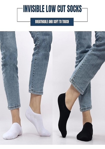 12 Çift Kadın Erkek Beyaz Siyah Kısa Sneakers Görünmez Pamuk Babet Çorap fırsatları