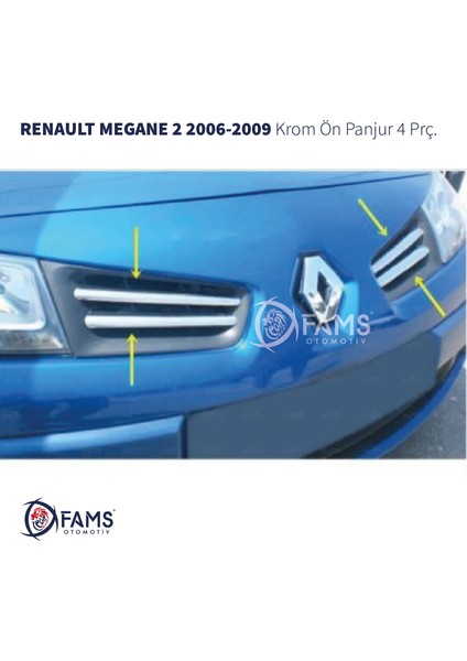 Renault Megane 2 Krom Ön Panjur 4 Prç. 2006-2009 P.çelik