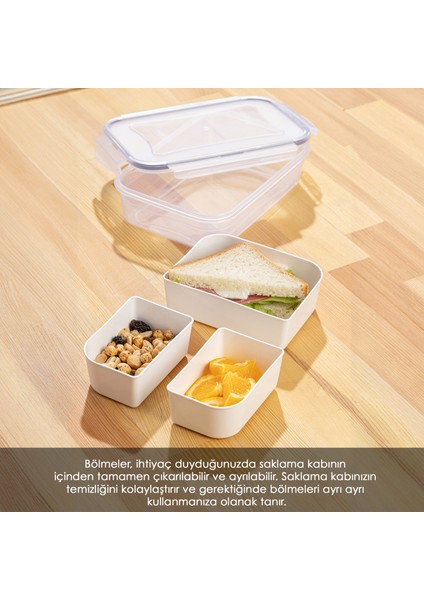 2'li 3 Bölmeli Kapaklı Dikdörtgen Saklama Kabı - Taşınabilir Kahvaltılık Diyet ve Beslenme Kutusu modelleri