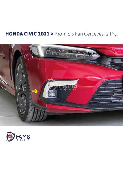 Honda Civic Krom Sis Farı Çerçevesi 2 Parça 2021> Paslanmaz Çelik