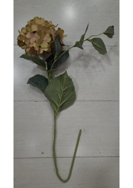 Yapay Çiçek Ortanca Hyrangea Spray Leaves 31INCH Pink Green Bitki Yeşil Yapraklı Gerçekçi 1 Adet