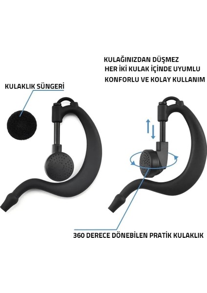 G Tip Düşmez Bas Konuş Mikrofonlu Telsiz Kulaklığı