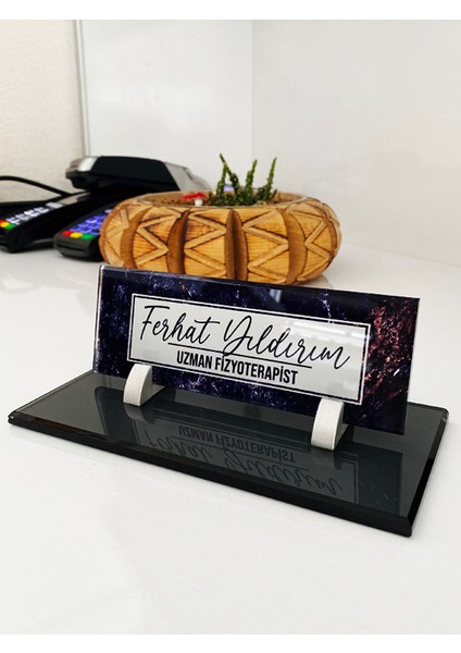Uv Baskılı Masa Isimliği Büro Ofis Makam Hediyesi Masaüstü Isimlik modelleri