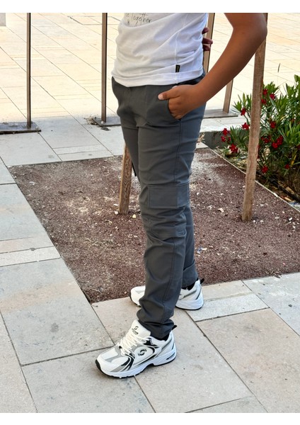 Çocuk Esnek Ribana Bel Canvas Kargo Cep Okul Pantolon fiyatları