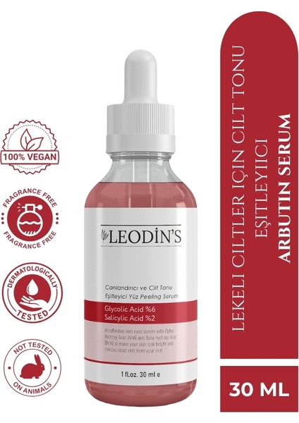 Canlandırıcı ve Cilt Tonu Eşitleyici Yüz Peeling Serum 30 ml (Aha 10% Bha 2%)