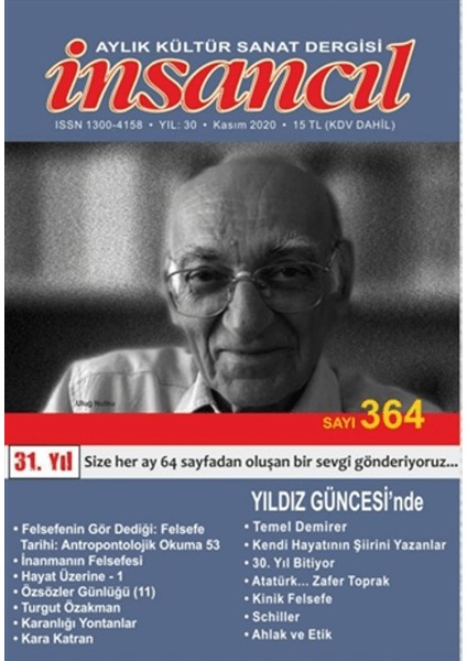 İnsancıl Aylık Kültür Sanat Dergisi 364. Sayı - Kasım 2020