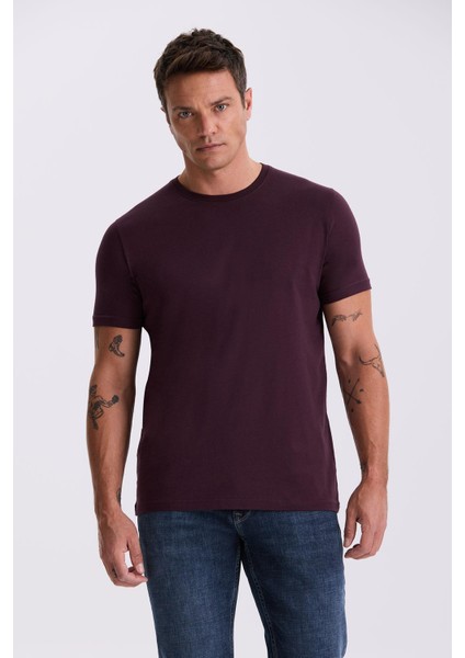 Mürdüm %100 Pamuk Slim Fit Bisiklet Yaka Basic T-Shirt