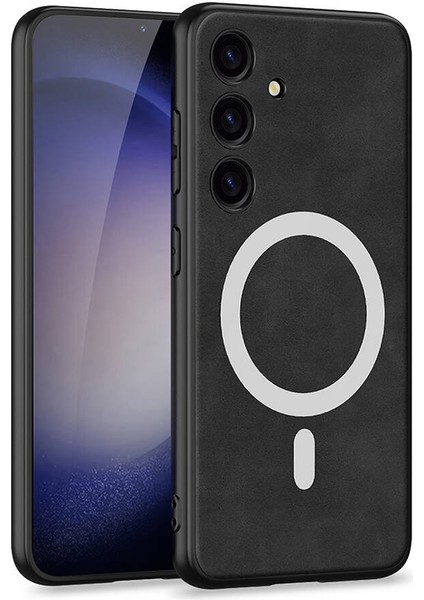 Samsung Galaxy S24 Kılıf Magsafe Şarj Özellikli Deri Tasarımlı Kıpta Kapak (Nubuk)