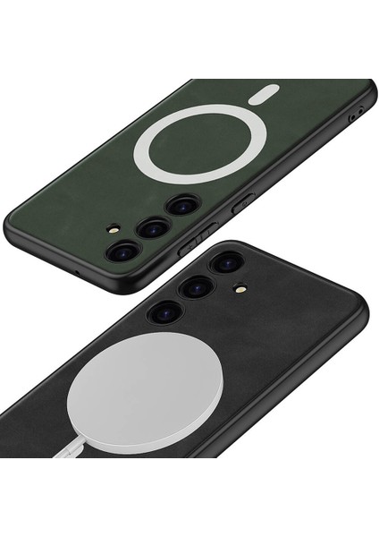 Samsung Galaxy S24 Kılıf Magsafe Şarj Özellikli Deri Tasarımlı Kıpta Kapak (Nubuk) indirimleri