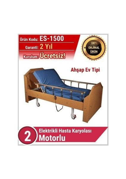 Hasta Karyolası Ev Tipi Ahşap Iki Motorlu
