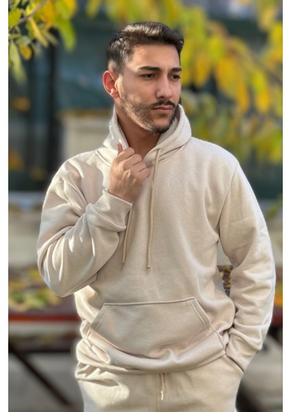 Erkek Şardonlu 3 Iplik Bol Kesim Sweatshirt