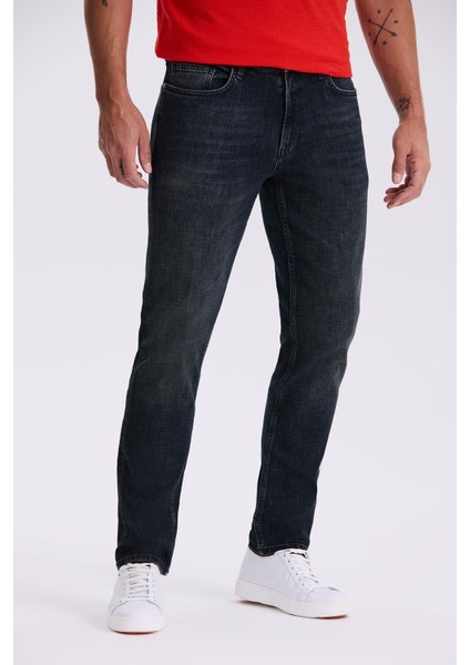 Lacivert-1 Slim Fit Yıkamalı Eskitme Pamuklu Dar Kalıp Jean Kot Pantolon indirimleri