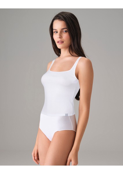Kadın %92 Pamuk Fitilli Kare Yaka Atlet 9328
