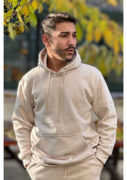 Erkek Şardonlu 3 Iplik Bol Kesim Sweatshirt