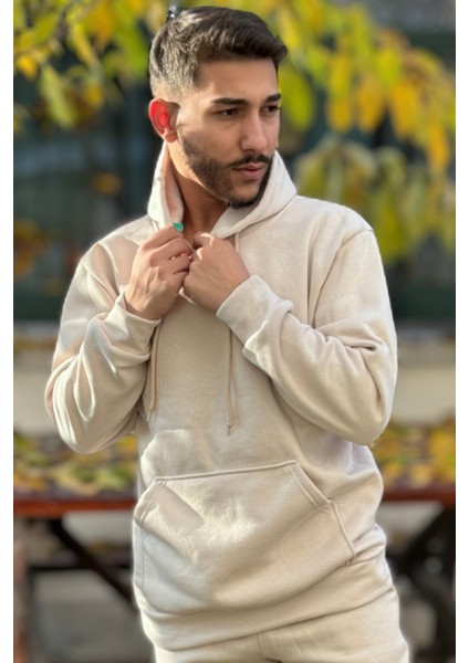 Erkek Şardonlu 3 Iplik Bol Kesim Sweatshirt