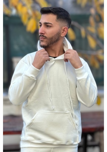 Erkek Şardonlu 3 Iplik Bol Kesim Sweatshirt