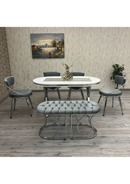 Mutfak Masa Sandalye Takımı Selenit 80-140 Oval 6 Kişilik Mutfak Masası Takımı modelleri