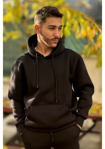 Erkek Şardonlu 3 Iplik Bol Kesim Sweatshirt