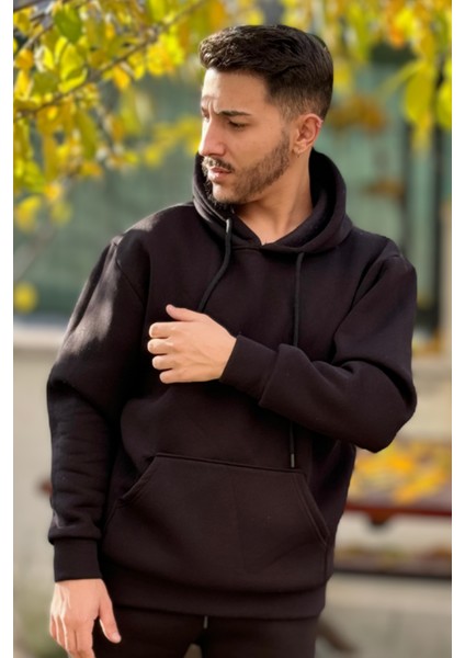 Erkek Şardonlu 3 Iplik Bol Kesim Sweatshirt