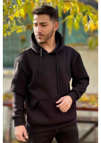 Erkek Şardonlu 3 Iplik Bol Kesim Sweatshirt