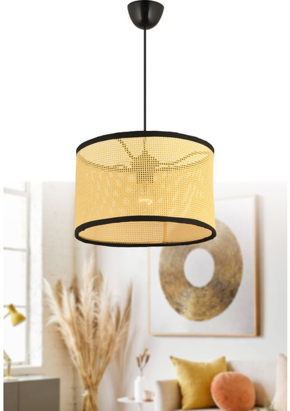 Hasır Hazeran Rattan Modern Sarkıt Tekli Avize 30 cm