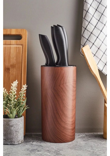 Coltello Wood 6 Parça Bıçak Seti Kahverengi Yuvarlak