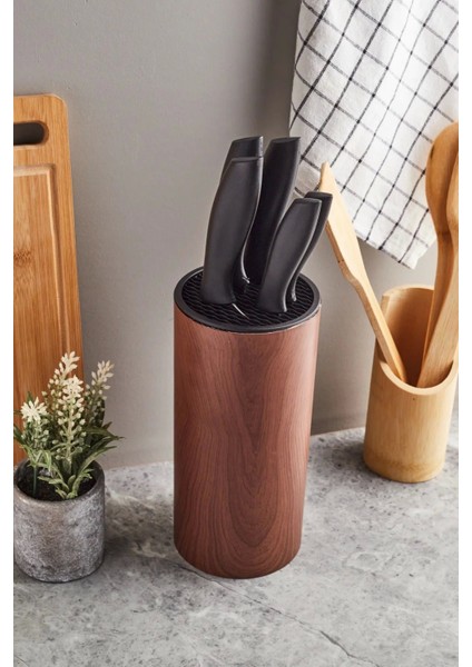 Coltello Wood 6 Parça Bıçak Seti Kahverengi Yuvarlak