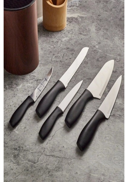 Coltello Wood 6 Parça Bıçak Seti Kahverengi Yuvarlak