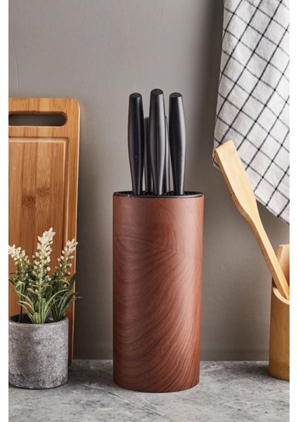 Coltello Wood 6 Parça Bıçak Seti Kahverengi Yuvarlak
