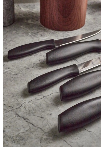 Coltello Wood 6 Parça Bıçak Seti Kahverengi Yuvarlak
