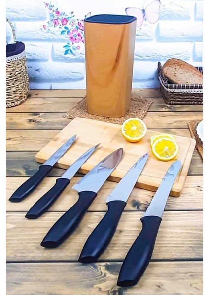 Coltello Bamboo 6 Parça Bıçak Seti Taba Kare