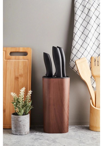 Coltello Wood 6 Parça Bıçak Seti Kahverengi Kare