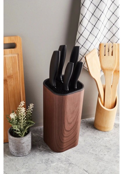 Coltello Wood 6 Parça Bıçak Seti Kahverengi Kare