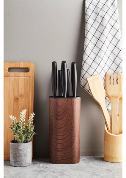 Coltello Wood 6 Parça Bıçak Seti Kahverengi Kare
