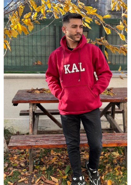Unisex Nakışlı Oversize 3 Iplik Kolej Kapşonlu Sweatshirt
