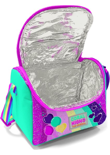 Kids Pembe Su Yeşili Unicorn Desenli Üç Bölmeli Çekçekli 3'lü Çanta Seti SET0123958 fırsatları