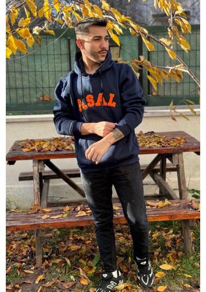 Unisex Nakışlı Oversize 3 Iplik Kolej Kapşonlu Sweatshirt