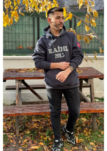 Unisex Nakışlı Oversize 3 Iplik Kolej Kapşonlu Sweatshirt fiyatları