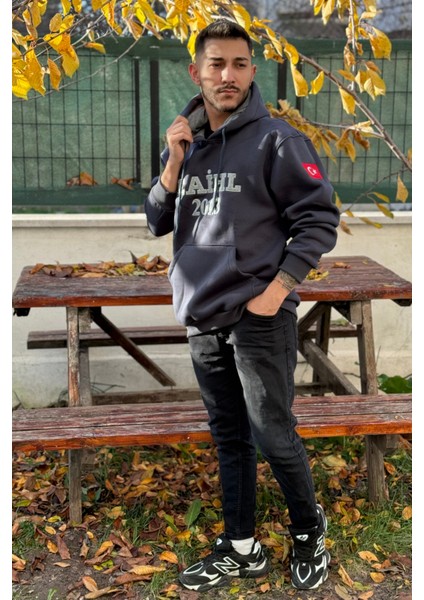 Unisex Nakışlı Oversize 3 Iplik Kolej Kapşonlu Sweatshirt modelleri