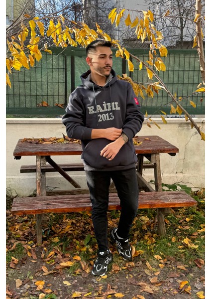 Unisex Nakışlı Oversize 3 Iplik Kolej Kapşonlu Sweatshirt fırsatları