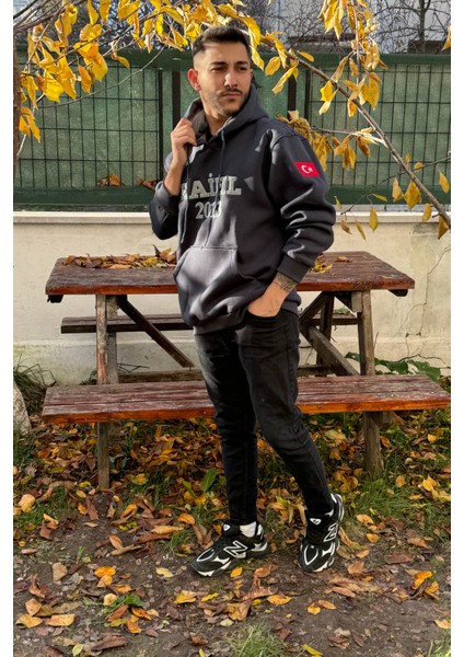 Unisex Nakışlı Oversize 3 Iplik Kolej Kapşonlu Sweatshirt indirimleri