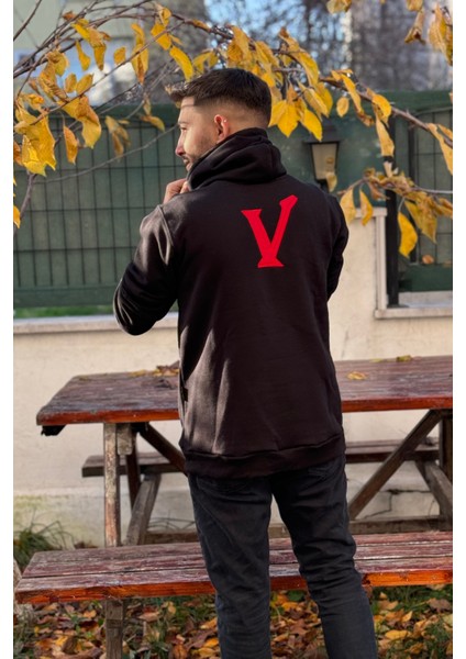 Unisex Nakışlı Oversize 3 Iplik Kolej Kapşonlu Sweatshirt