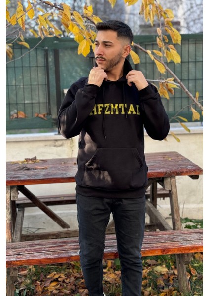 Unisex Nakışlı Oversize 3 Iplik Kolej Kapşonlu Sweatshirt